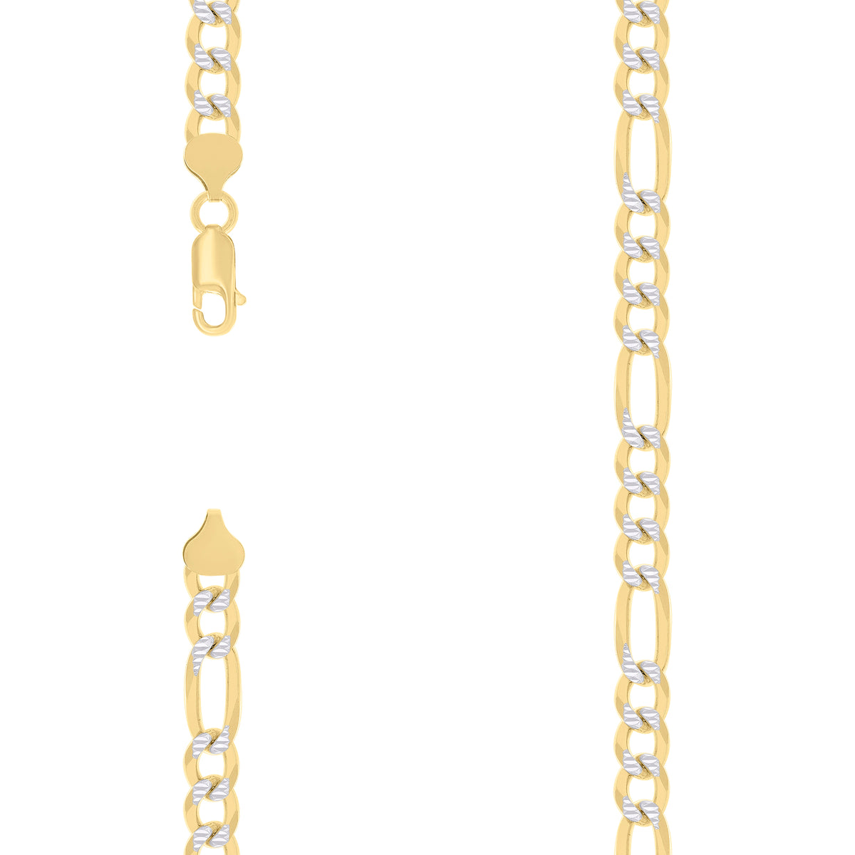 925 Silver Pave Super Flat Figaro Chain 7.5mm-18"