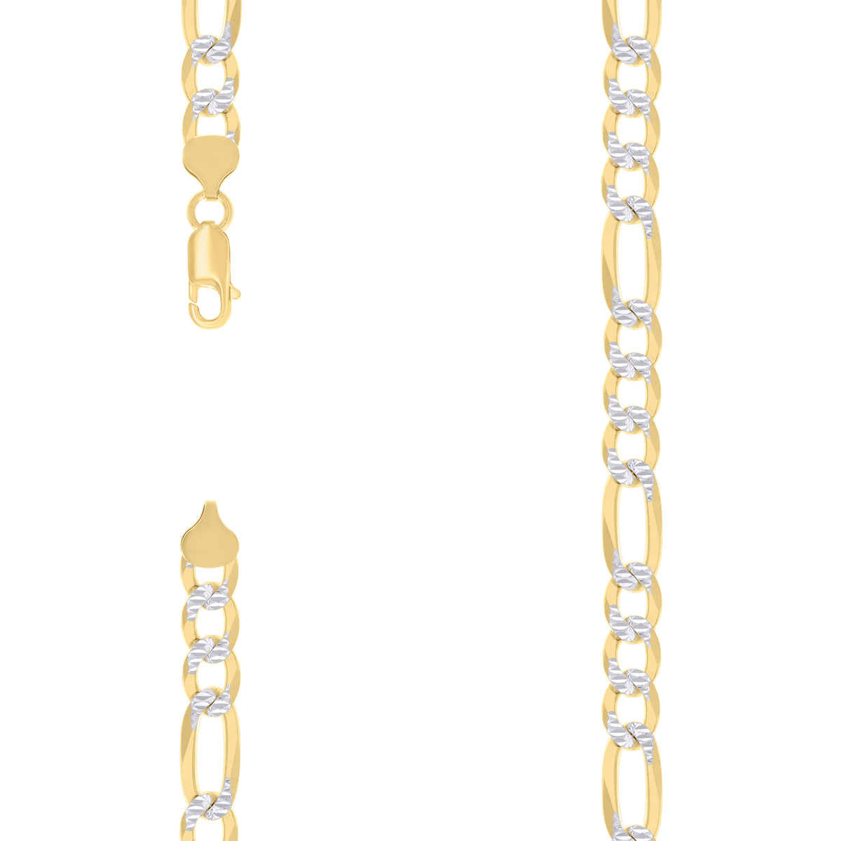925 Silver Pave Super Flat Figaro Chain 8.2mm-26"