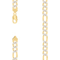 925 Silver Pave Super Flat Figaro Chain 10mm-22"