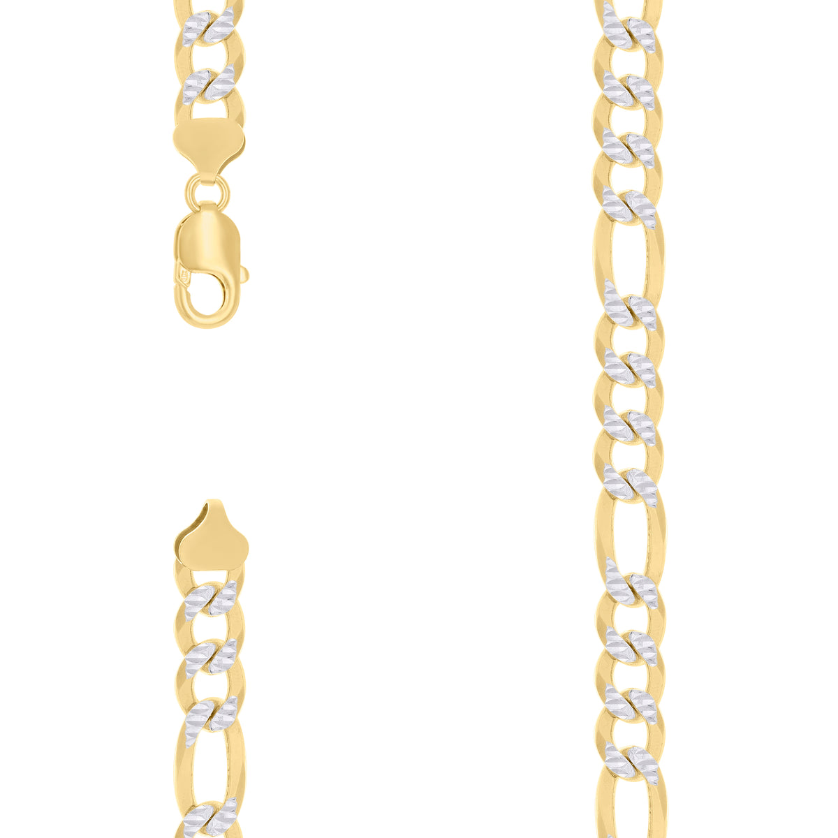 925 Silver Pave Super Flat Figaro Chain 10mm-22"