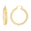 10K Yellow Gold Womens Hollow Round Hoop Earrings