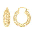 10K Yellow Gold Womens Hollow Round Hoop Earrings