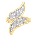 10K Two-tone Gold Womens Fashion Leaf Ring
