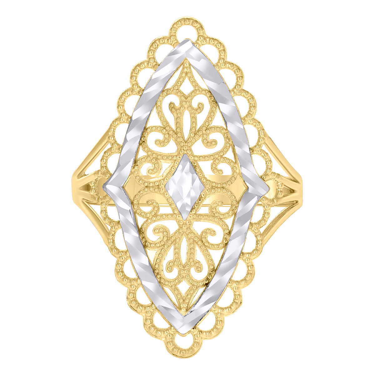 10K Two-tone Gold Womens Fashion Ring