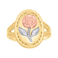 10K Tri-Color Gold Womens Flower Fashion Ring