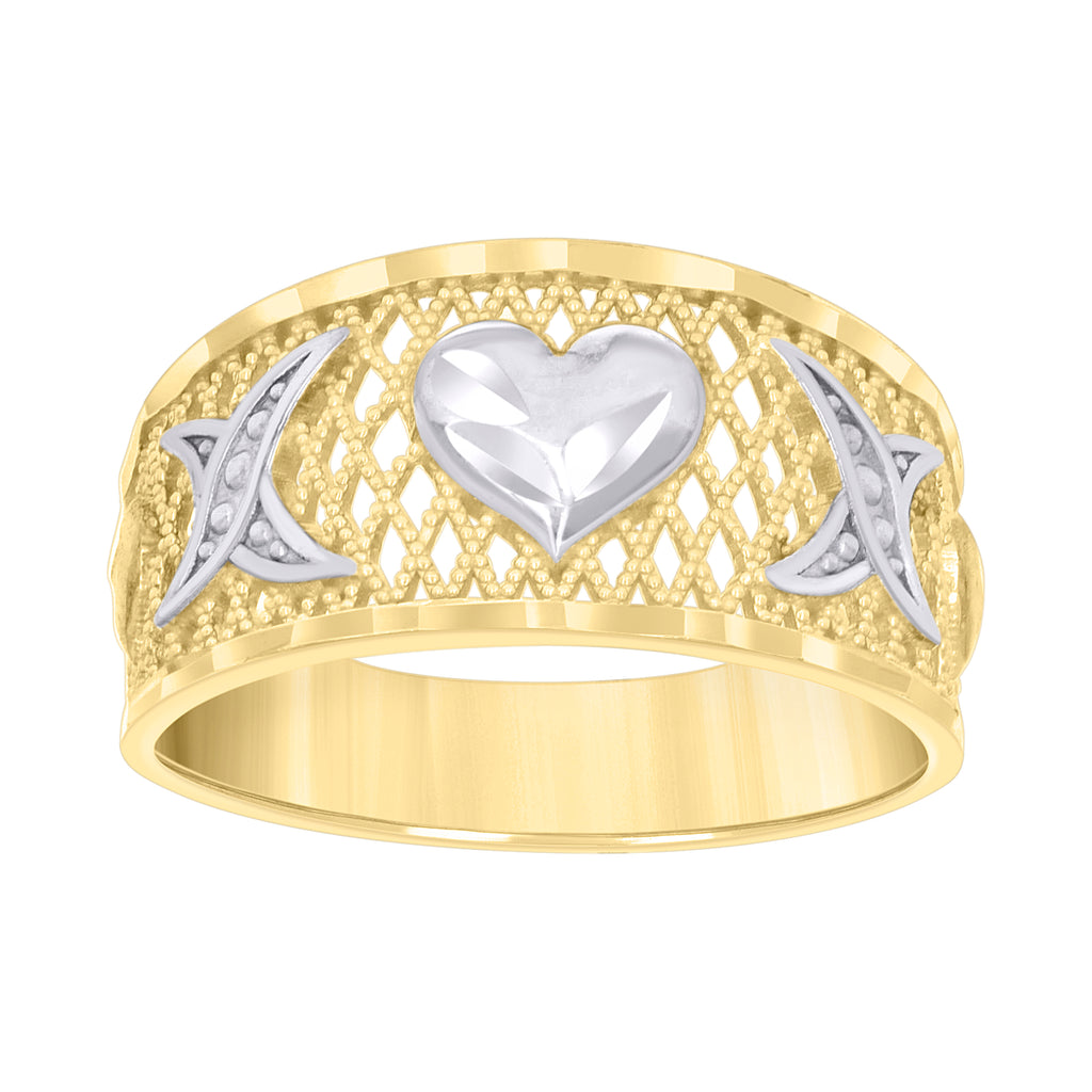 10K Two-tone Gold Womens Heart XO XO Ring