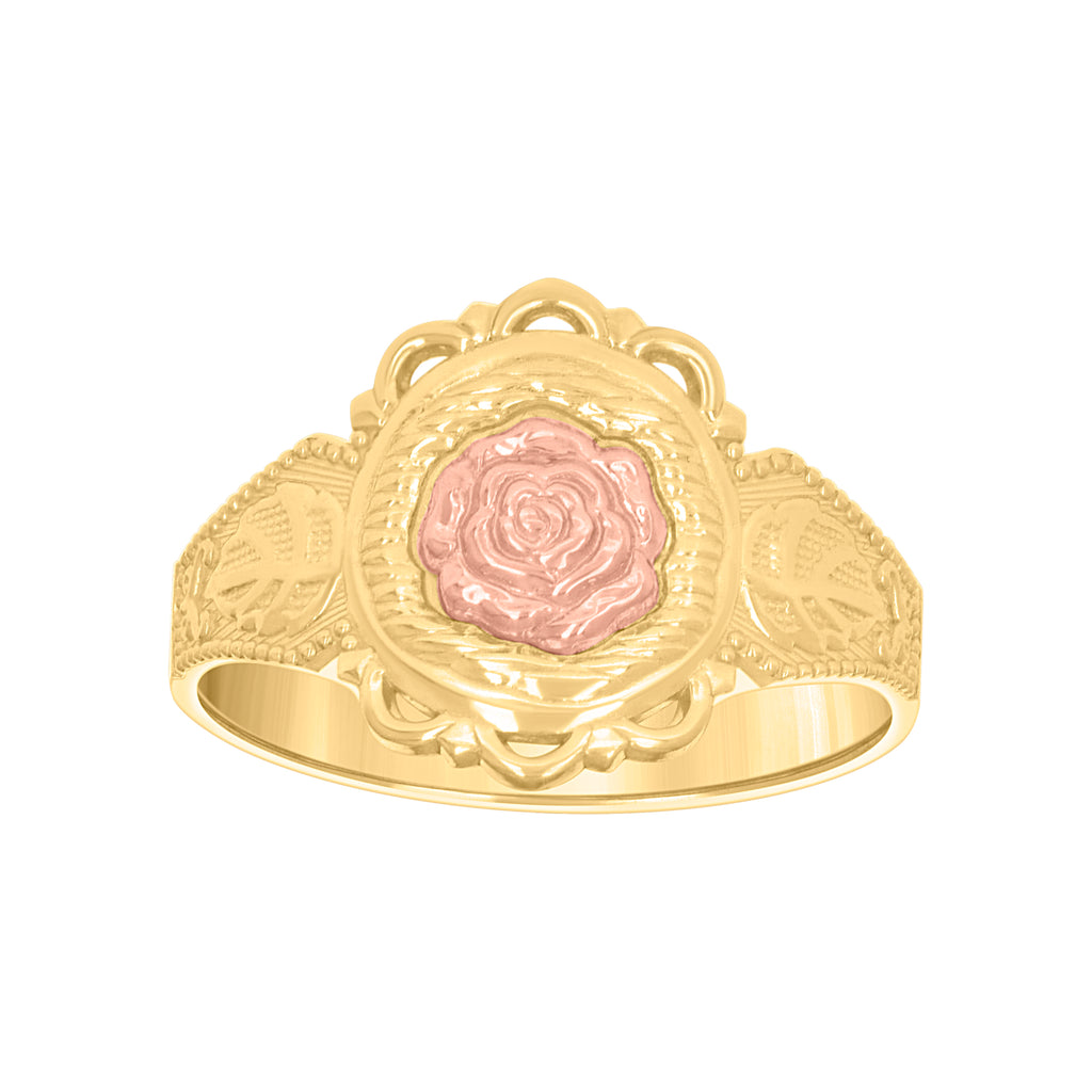 10K Two-tone Gold Womens Flower Fashion Ring