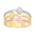 10K Tri-Color Gold Womens Semanario Hearts Ring