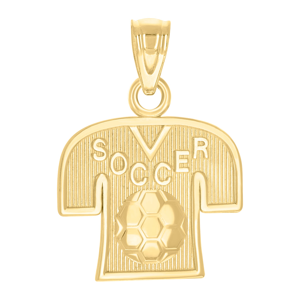 10K Yellow Gold Mens Soccer Shirt Sports Charm Pendant