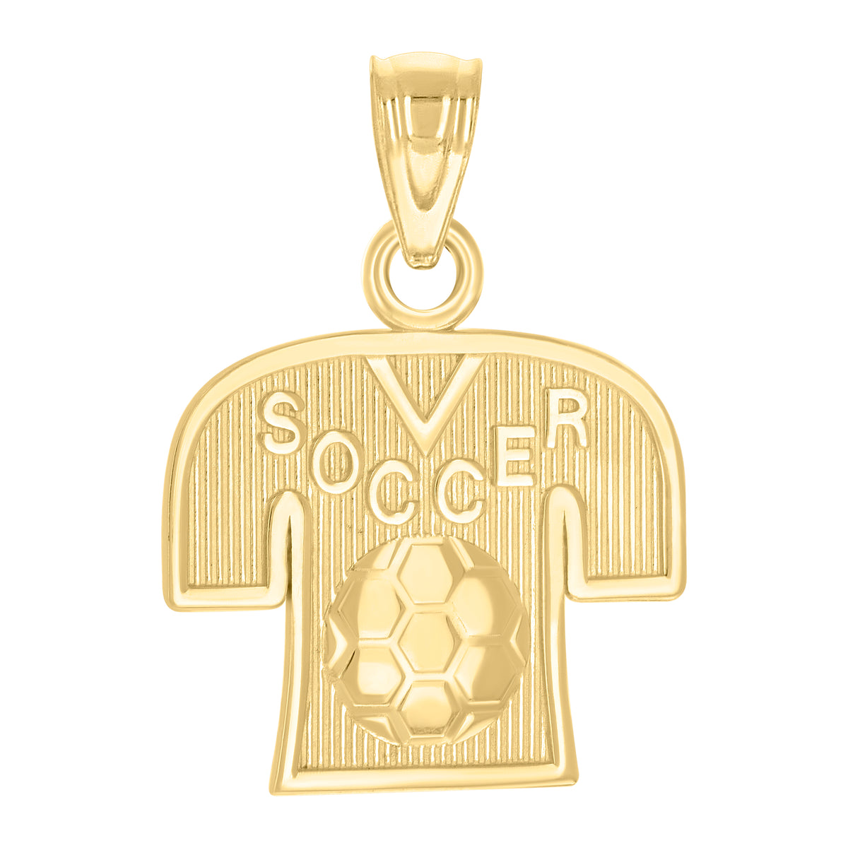 10K Yellow Gold Mens Soccer Shirt Sports Charm Pendant