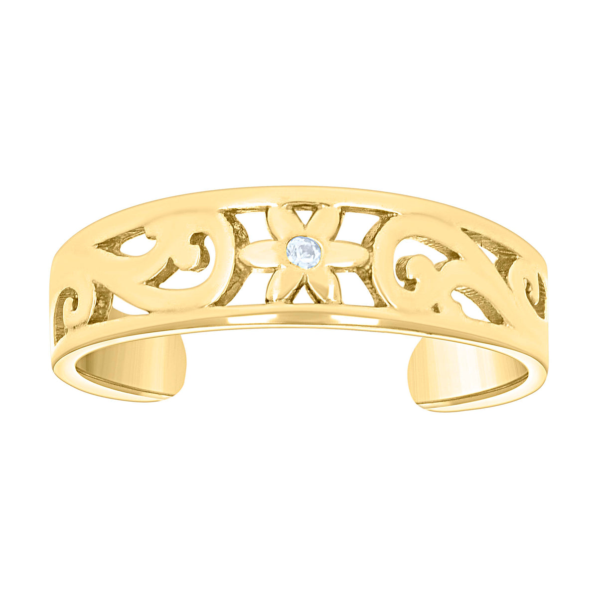 14K Gold Cubic Zirconia Toe Ring