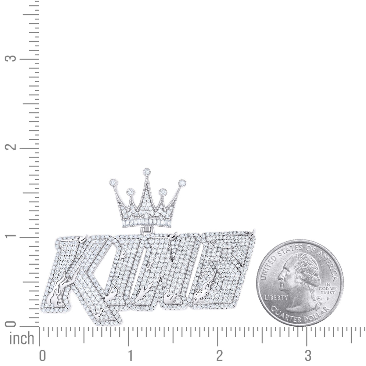 925 Sterling Silver Mens Round Baguette 6.41ct, 0.27ct Moissanite KING Fashion Charm Pendant