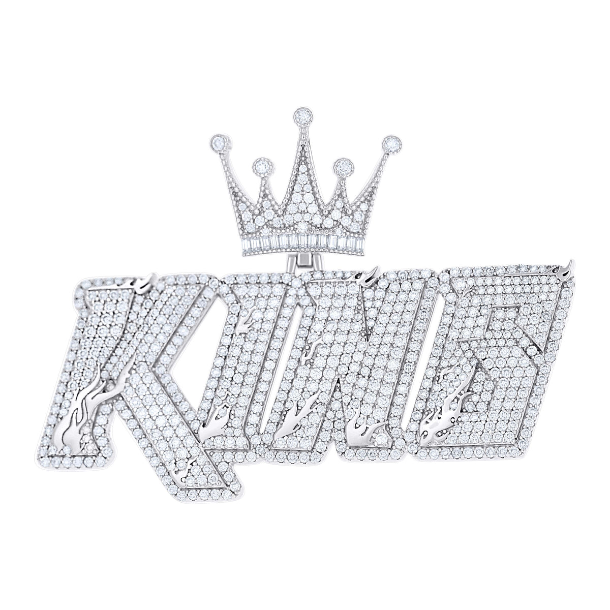 925 Sterling Silver Mens Round Baguette 6.41ct, 0.27ct Moissanite KING Fashion Charm Pendant