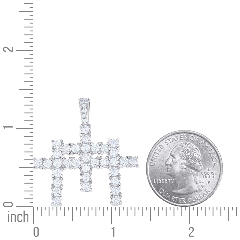 925 Sterling Silver Mens 3.425ct Moissanite Triple Cross Religious Charm Pendant