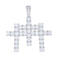 925 Sterling Silver Mens 3.425ct Moissanite Triple Cross Religious Charm Pendant