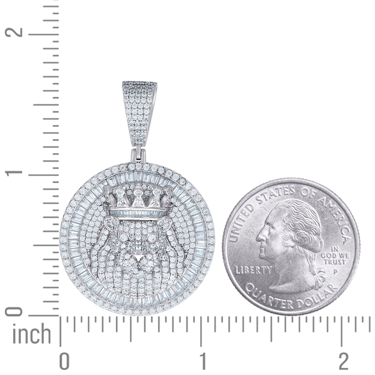 925 Sterling Silver Mens Round Baguette 2.17ct, 4.47ct Moissanite Leo/Lion Head Zodiac Sign/Wildlife Charm Pendant