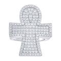 925 Sterling Silver Mens 3.15ct Moissanite Ankh Cross Religious Ring S9