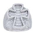 925 Sterling Silver Mens Baguette Round 3.36ct, 1.66ct Moissanite Cross Religious Ring S10