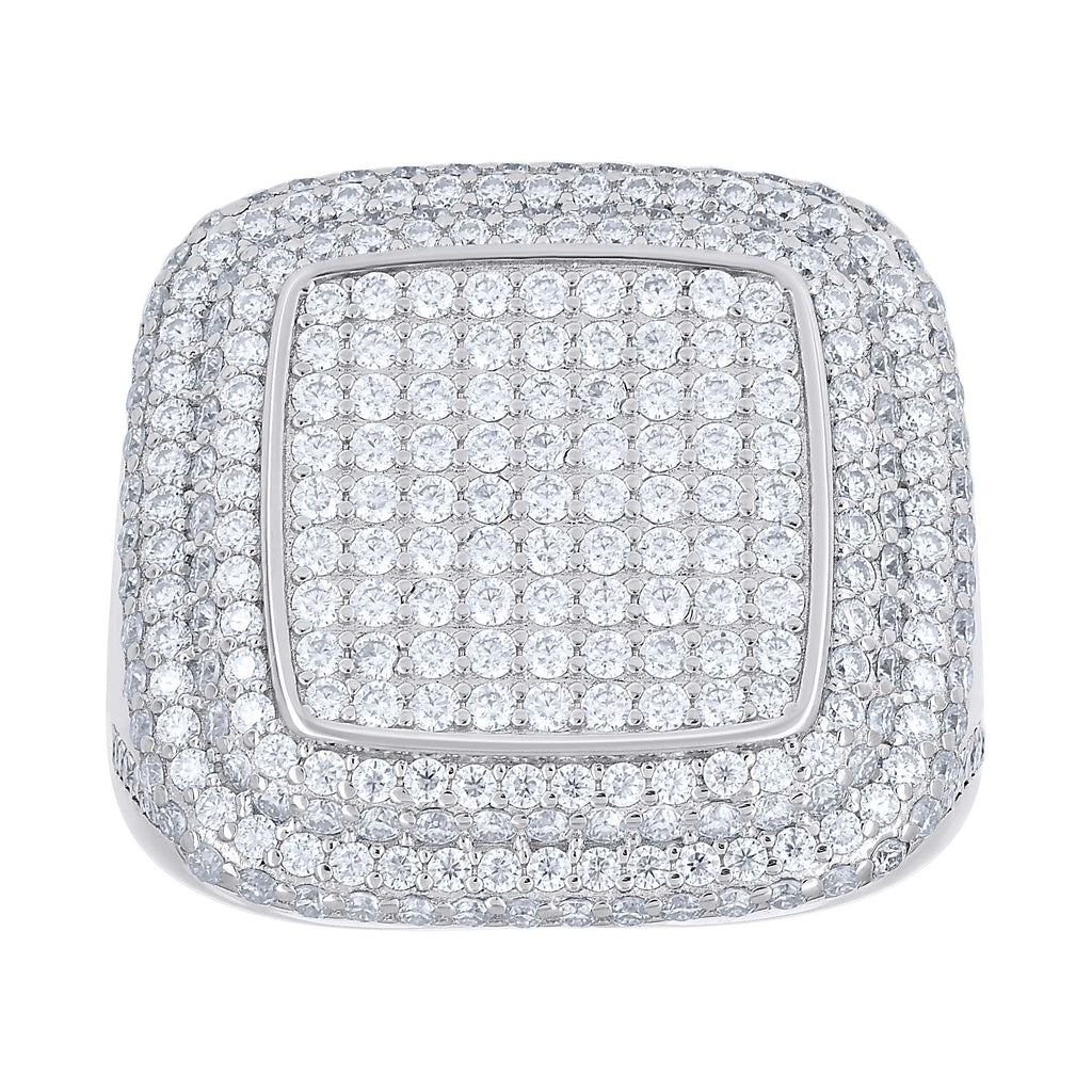 925 Sterling Silver Mens 4.01ct Moissanite Square Head Fashion Ring