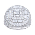 925 Sterling Silver Mens Baguette Round 5.20ct, 1.81ct Moissanite Round Head Fashion Ring S9