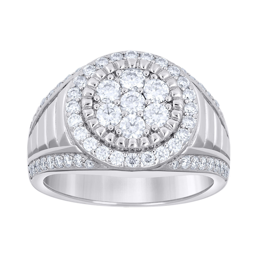 925 Sterling Silver Mens 2.06ct Moissanite Round Head Fashion Ring S11