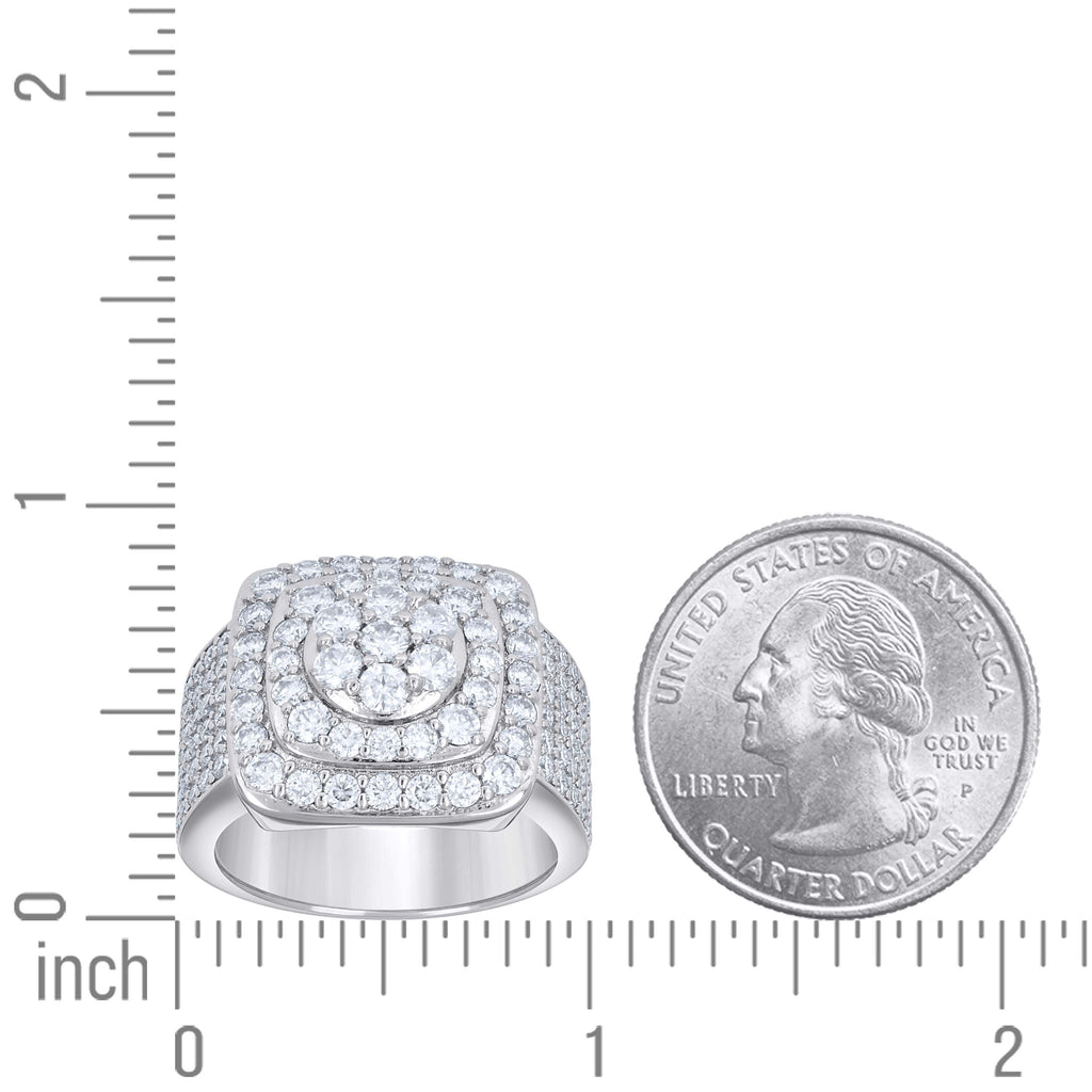 925 Sterling Silver Mens 4.55ct Moissanite Square Head Fashion Ring