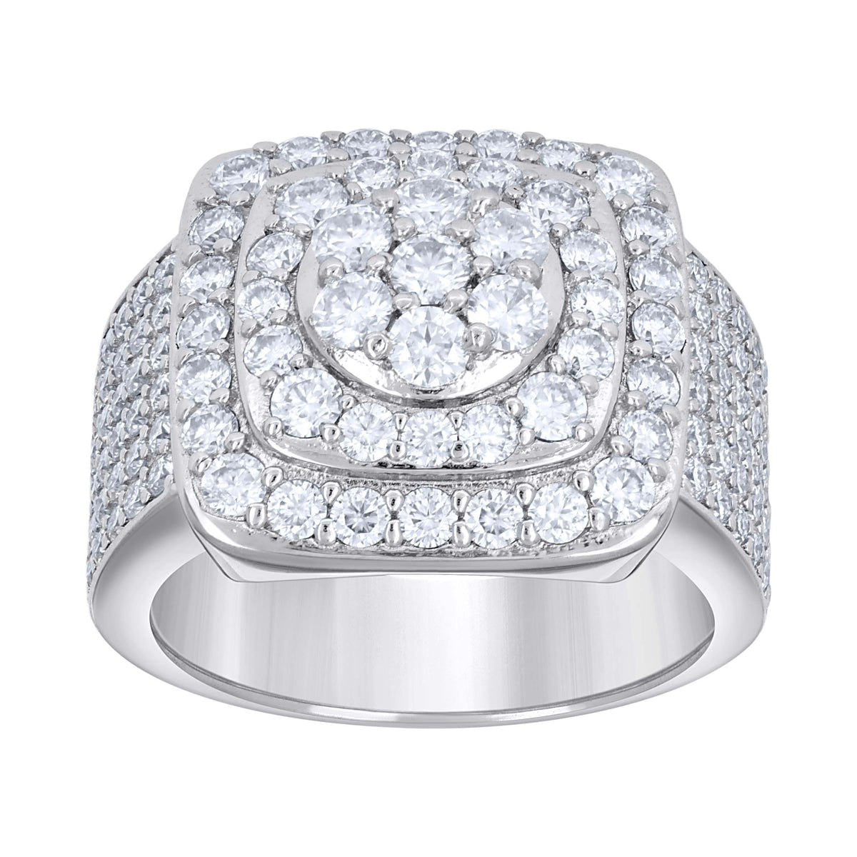 925 Sterling Silver Mens 4.55ct Moissanite Square Head Fashion Ring