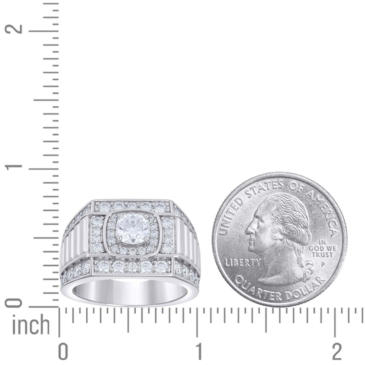 925 Sterling Silver Mens Cushion-Cut Round 2.39ct, 1.03ct Moissanite Square Head Fashion Ring S10