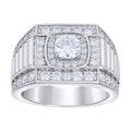 925 Sterling Silver Mens Cushion-Cut Round 2.39ct, 1.03ct Moissanite Square Head Fashion Ring S11