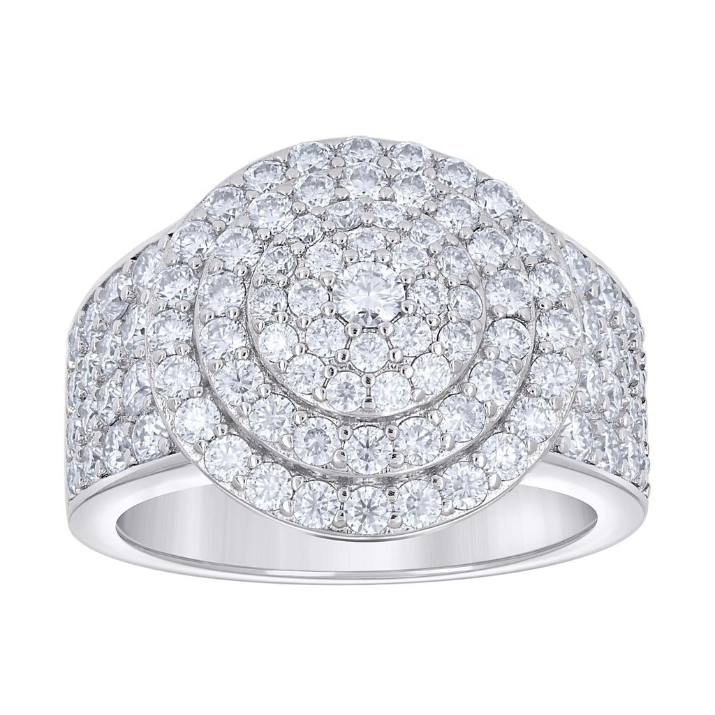 925 Sterling Silver Mens 3.85ct Moissanite Round Head Cluster Fashion Ring