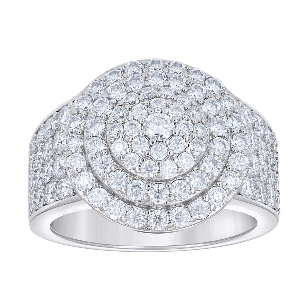 925 Sterling Silver Mens 3.85ct Moissanite Round Head Cluster Fashion Ring S10