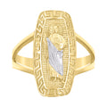10K Two-tone Gold Womens St. Jude Religious Greek Key Patterned Ring