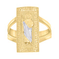 10K Two-tone Gold Womens St. Jude Religious Greek Key Ring