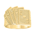 10K Yellow Gold Mens Playing Cards Gambling Ring