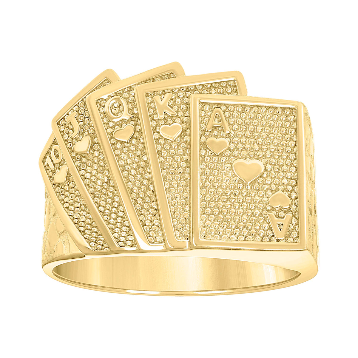 10K Yellow Gold Mens Playing Cards Gambling Ring