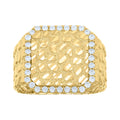 10K Yellow Gold Mens Cubic-Zirconia Nugget Square Head Fashion Ring