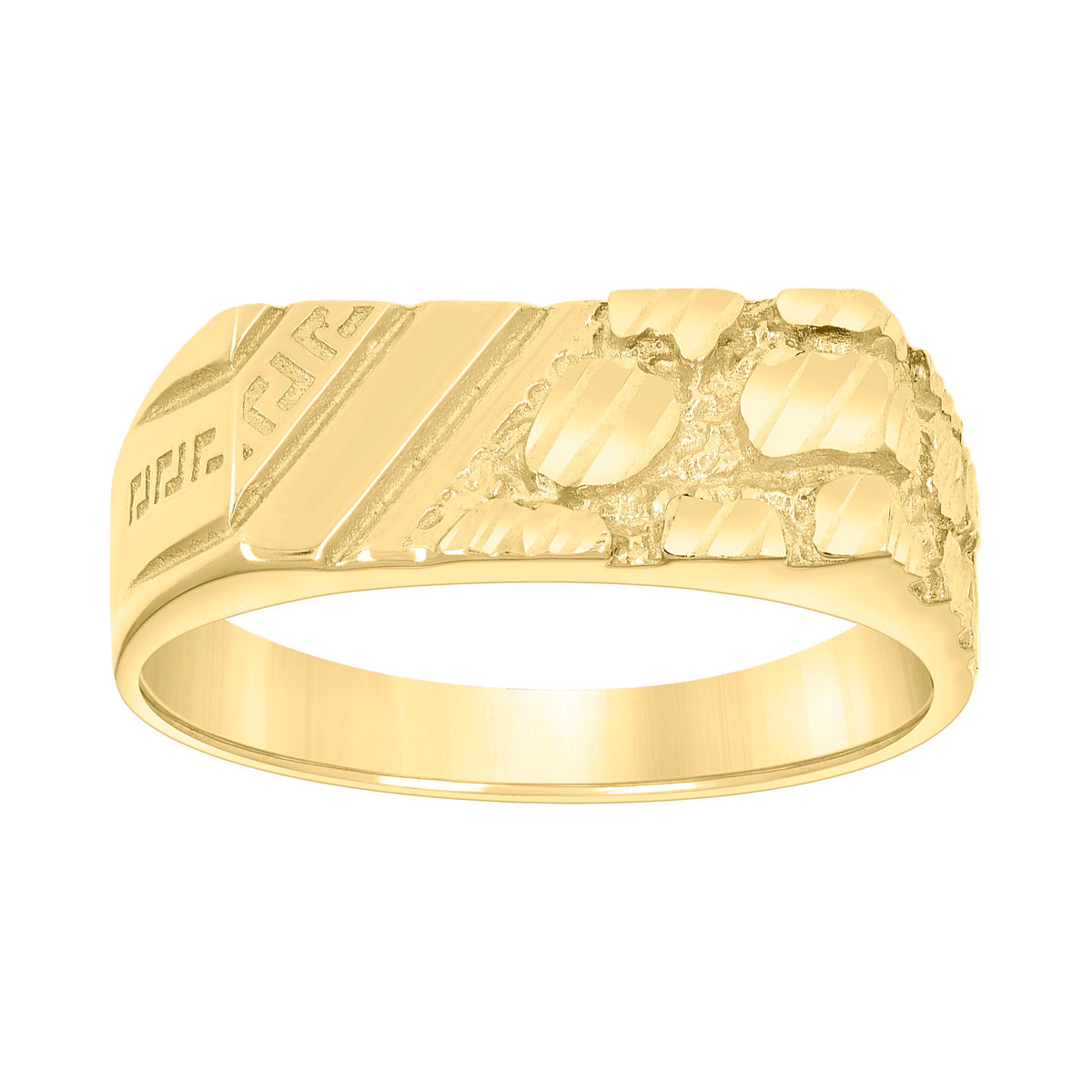 10K Yellow Gold Mens Nugget Fashion Ring