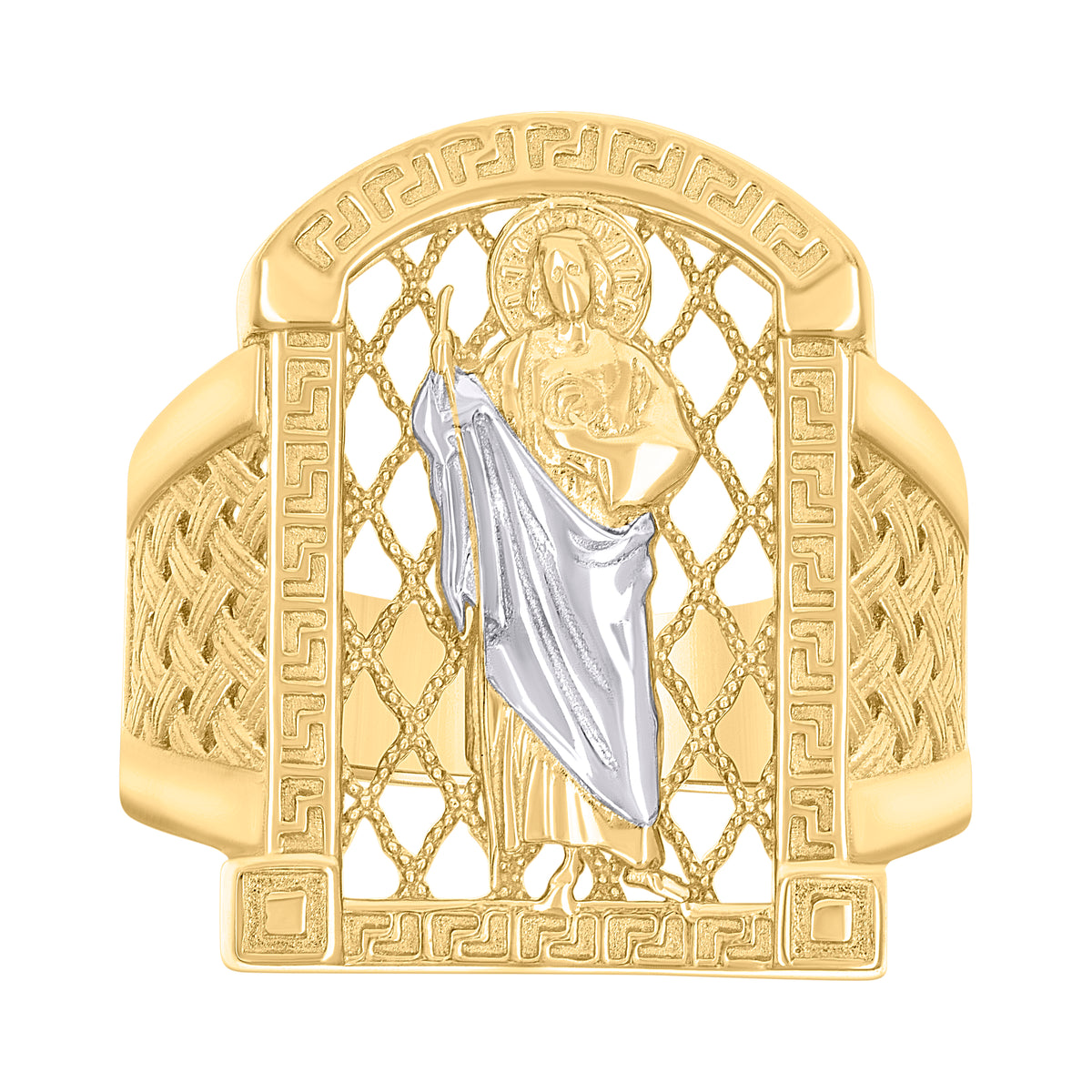 10K Two-tone Gold Mens St. Jude Religious Ring