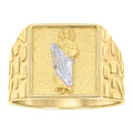 10K Two-tone Gold Mens St. Jude Religious Square Head Nugget Ring