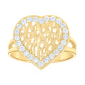10K Yellow Gold Womens Cubic-Zirconia Heart Ring