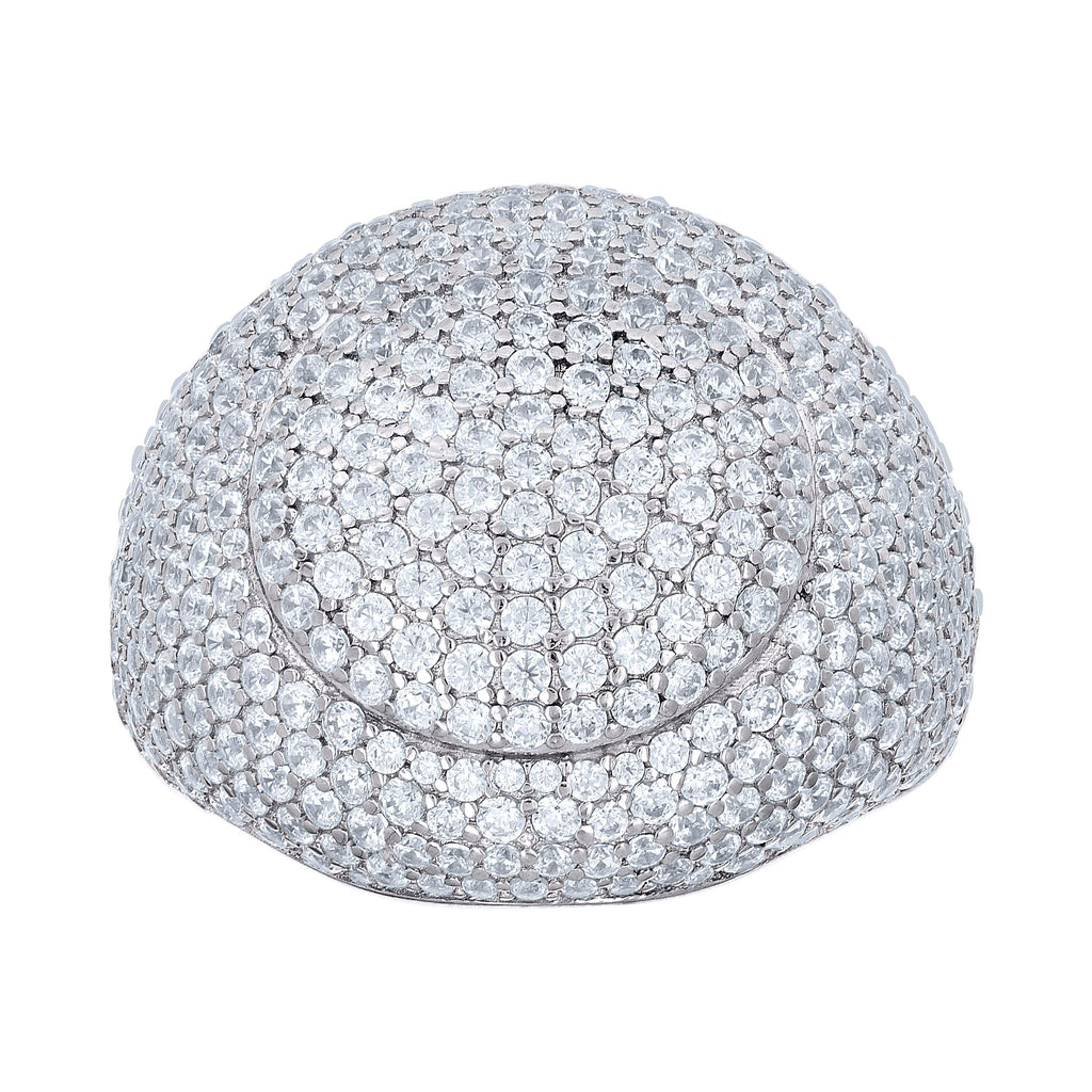 925 Sterling Silver Mens Cubic-Zirconia Cluster Round Head Fashion Ring Size 11