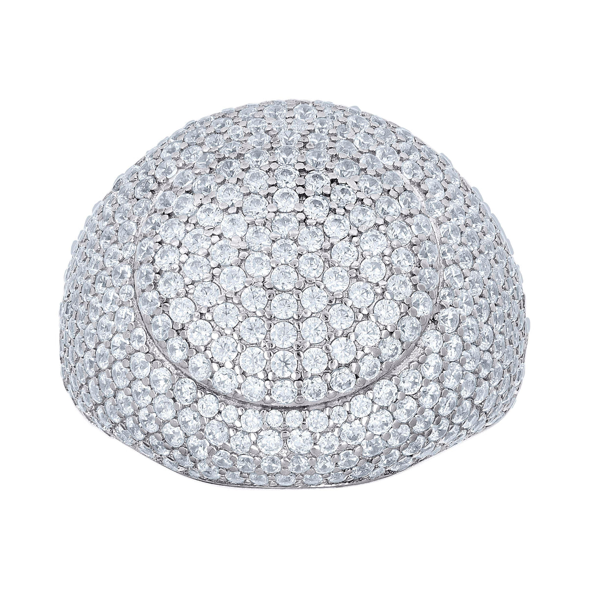 925 Sterling Silver Mens Cubic-Zirconia Cluster Round Head Fashion Ring Size 11