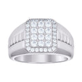 925 Sterling Silver Mens Cubic-Zirconia Octagon Head Fashion Ring Size 9