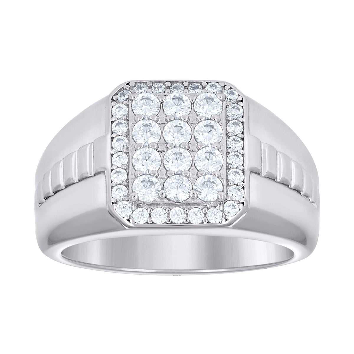 925 Sterling Silver Mens Cubic-Zirconia Octagon Head Fashion Ring Size 9