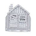925 Sterling Silver Mens Round Baguette Cubic-Zirconia Cluster Trap House Fashion Ring Size 11