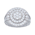 925 Sterling Silver Mens Cubic-Zirconia Cluster Round Head Fashion Ring