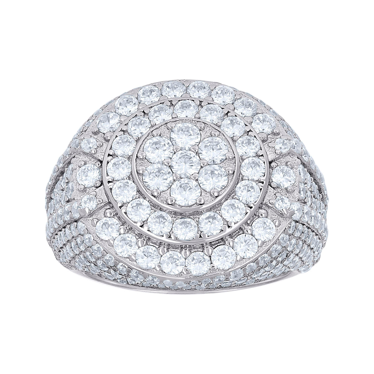 925 Sterling Silver Mens Cubic-Zirconia Cluster Round Head Fashion Ring Size 10