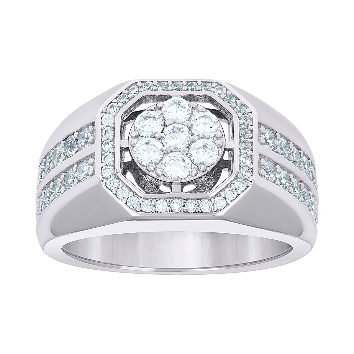 925 Sterling Silver Mens Cubic-Zirconia Octagon Head Fashion Ring Size 11