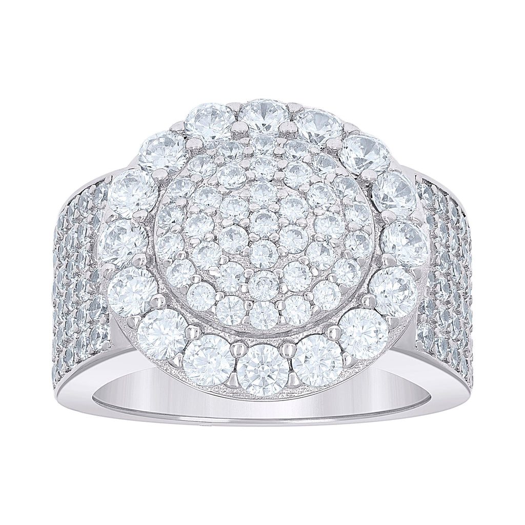 925 Sterling Silver Mens Cubic-Zirconia Cluster Round Head Fashion Ring Size 11