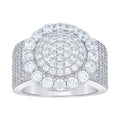 925 Sterling Silver Mens Cubic-Zirconia Cluster Round Head Fashion Ring Size 11